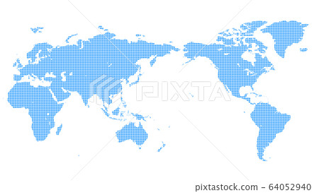 Blue world map made up of square dots - Stock Illustration [64052940 ...