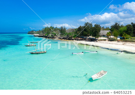 The beautiful tropical Island of Zanzibar aerial 64053225