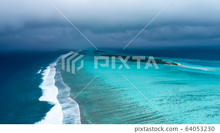 Beautiful aerial view of Maldives and tropical Beautiful aerial view of Maldives and tropical 64053230