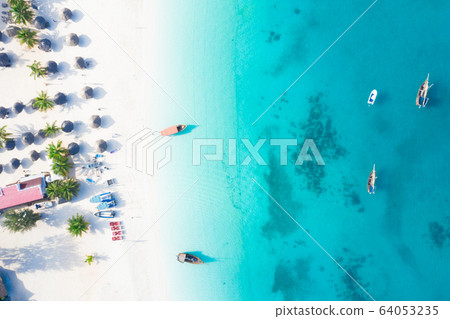 The beautiful tropical Island of Zanzibar aerial 64053235
