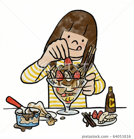 Girl making parfait Girl making parfait 64053816