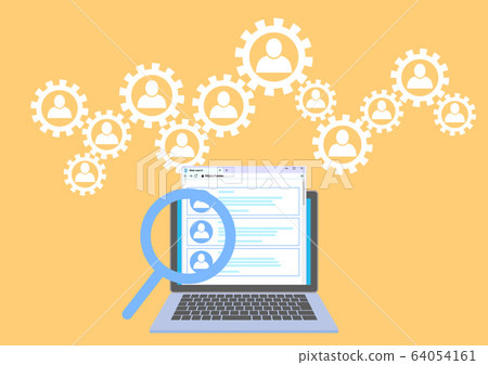 Connected Gears-People Icon and Laptop Connected Gears-People Icon and Laptop 64054161