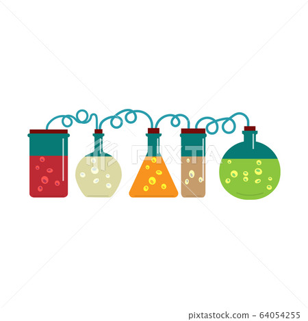 Laboratory glass flasks and test tubes with - Stock Illustration ...