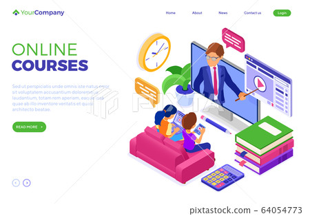 Online distance education from home - Stock Illustration [64054773] - PIXTA