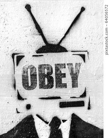 TV head with message OBEY TV head with message OBEY 64056572
