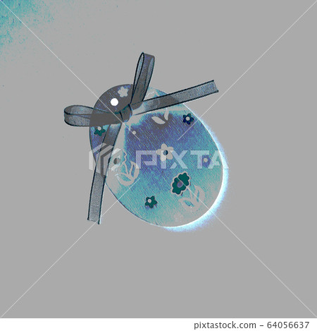 Wooden egg decoration. Easter. Top view, copy space Wooden egg decoration. Easter. Top view, copy space 64056637