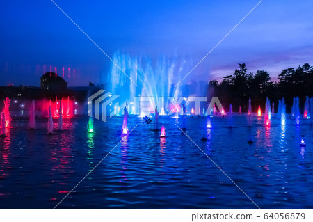 fountain colorful musical show in Wroclaw, Poland 64056879