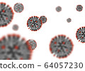 Coronavirus cells. 3D rendering. 64057230