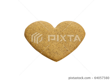 One heart-shaped cookie isolated One heart-shaped cookie isolated 64057380