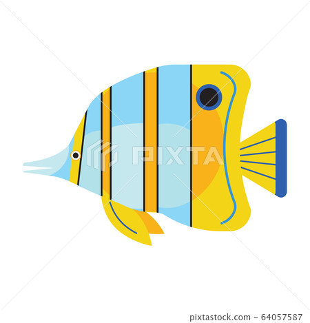 Tropical Funny Aquarium Fish Icon in Flat Tropical Funny Aquarium Fish Icon in Flat 64057587