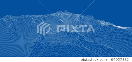 Abstract 3d wire-frame landscape. Blueprint style - Stock Illustration ...