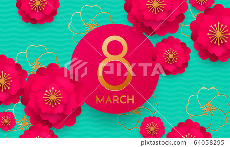 Happy International Women's Day 8 March papercut 64058295