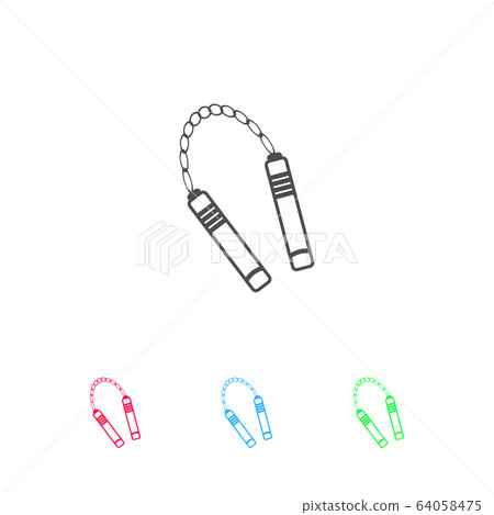 Nunchaku weapon icon flat. 64058475