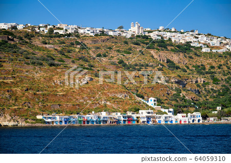 Klima and Plaka villages on Milos island, Greece 64059310