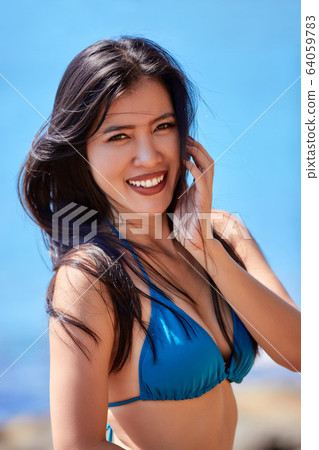 Close-Up portrait of beautiful asian girl in a Close-Up portrait of beautiful asian girl in a 64059783