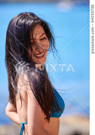 Close-Up portrait of beautiful asian girl in a Close-Up portrait of beautiful asian girl in a 64059786