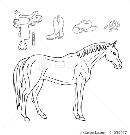 Vector hand drawn doodle sketch horse - Stock Illustration [64059937 ...