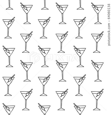 Vector seamless pattern of sketch martini cocktail Vector seamless pattern of sketch martini cocktail 64060138