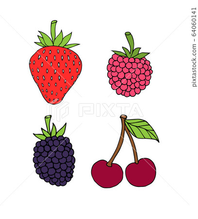 Vector set bundle of color sketch berries 64060141
