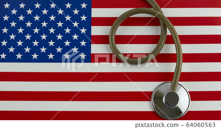 Stethoscope on USA National Flag 64060563