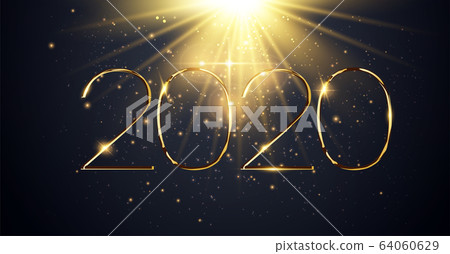 NYE New Year Eve 2020. Happy New Year 2020 winter holiday greeting card design template. NYE New Year Eve 2020. Happy New Year 2020 winter holiday greeting card design template. 64060629