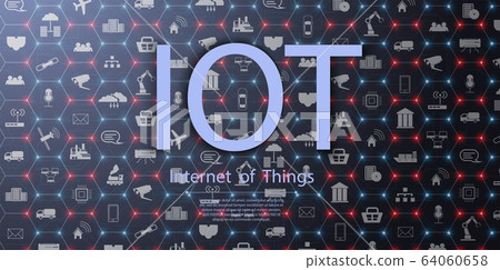Internet of things icon innovation technology concept. Smart city wireless communication network IOT ICT. Home intelligent system automation Industry 4.0 . Connected devices. Vector illustratio 64060658