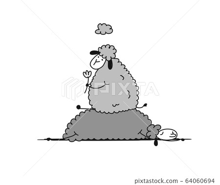 Funny sheeps, sketch for your design Funny sheeps, sketch for your design 64060694
