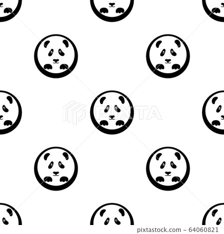 Black face panda bear icon isolated seamless pattern on white background. Vector icon pattern 64060821