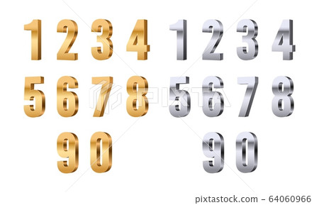 3d numbers. Gold silver digits, stylish beauty font elements. Glitter figures for price or sale, anniversary or discount. Shiny vector set 3d numbers. Gold silver digits, stylish beauty font elements. Glitter figures for price or sale, anniversary or discount. Shiny vector set 64060966