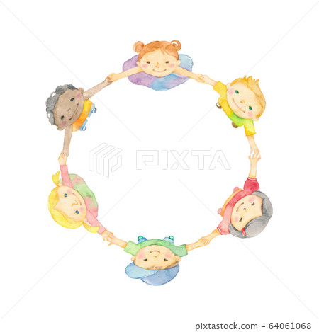 Children connecting hands Children connecting hands 64061068