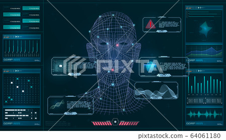 Biometric identification personality, scanning modern access control, technology recognition Authentication system concept. The approval of the user or client authentication procedure. Vector 64061180
