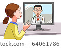 Young woman receiving online medical treatment (during conversation) 64061786