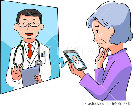 接受在線醫療的祖母(確信) 接受在線醫療的祖母(確信) 64061788