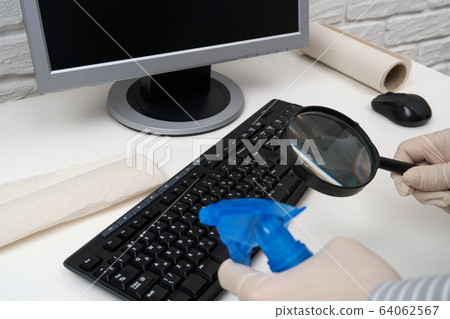concept of cleaning or disinfecting the office - a 64062567