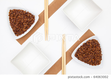Top View Of White Sushi Plate With Rise And Top View Of White Sushi Plate With Rise And 64063002