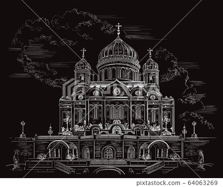 Black vector hand drawing Moscow 8 64063269
