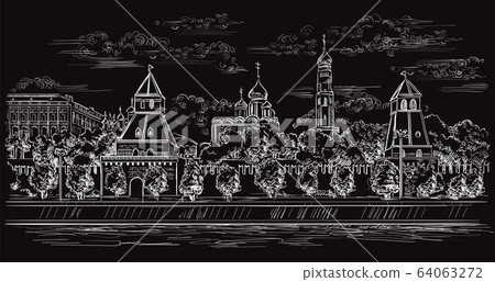 Black vector hand drawing Moscow 5 64063272