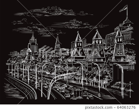 Black vector hand drawing Moscow 2 64063276