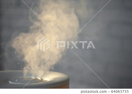 Humidifier spreading steam in the evening with 64063735