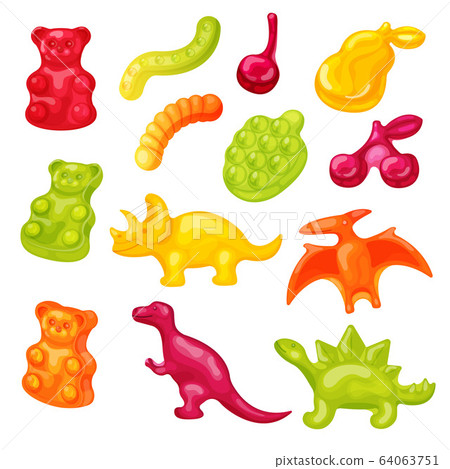 Colored Cartoon Gummy Bear on a White Background Stock Vector