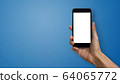 A man hand holding smartphone with white screen 64065772