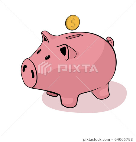 Happy Piggy Bank on white back 64065798