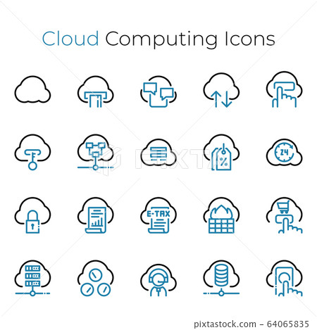 Cloud Computing thin line icons set. Vector - Stock Illustration ...