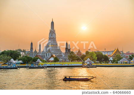 Temple of Dawn or Wat Arun in Bangkok at sunset Temple of Dawn or Wat Arun in Bangkok at sunset 64066660