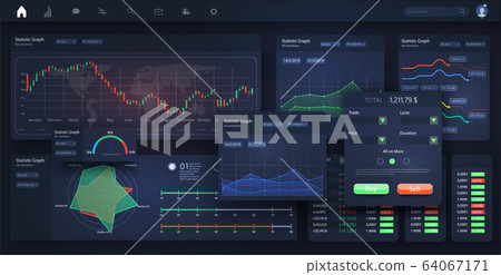 Stock exchange market graph, analysis UI, UX,... - Stock Illustration ...