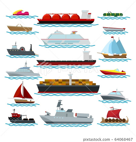 Vessels in ocean nautical set Vessels in ocean nautical set 64068467