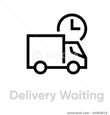 Delivery Waiting Truck icon. Editable line vector. - Stock Illustration ...