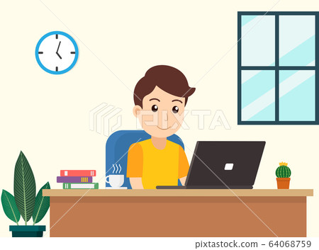 Vector illustration of freelancer man working Vector illustration of freelancer man working 64068759