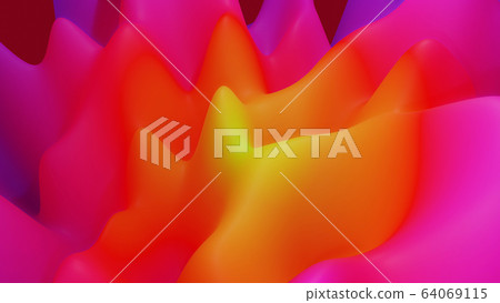 abstract fantastic background, liquid gradient of paint with internal glow forms hills or peaks like landscape in subsurface scattering material, mat color transitions. Yellow red purple abstract fantastic background, liquid gradient of paint with internal glow forms hills or peaks like landscape in subsurface scattering material, mat color transitions. Yellow red purple 64069115