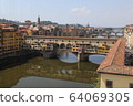 Florence, Italy - 2020. View of bridge Ponte Vecchio over Arno river. 64069305